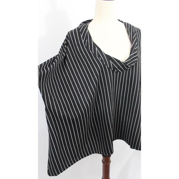 KEDEM SASSON OS 1 2 3 Black Stripe Pullover Poncho Top NWT - Picture 5 of 7
